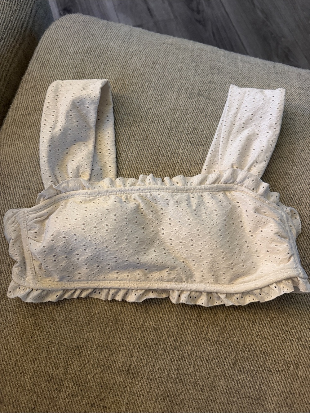 Xhilaration White Eyelet Ruffle Bralette Tank